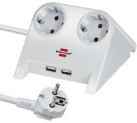 Sept-Brennenstuhl 1153520222 - Base Múltiple De Sobremesa Con 2 Tomas Y 2 Puertos Usb (Color Blanco)