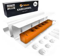 SEPT-Cable Management Bureau Conduit de Câbles ¿ Set Goulotte Passe-Câbles Organisateur de Bureau - Support de Câble ¿ Chemins de Cables - 43x12x10 cm Acier Revêtu Charge de 5kg ¿ 2 Pièces Blanc