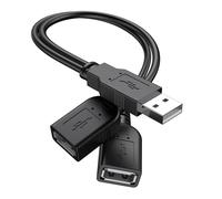 SEPT-Câble répartiteur USB Y, Câble répartiteur USB 2.0 A mâle vers Double USB Femelle pour PC/Ordinateur Portable/disques durs externes - Noir