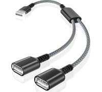 SEPT-Câble USB Répartiteur 1M,Type A Mâle vers 2 Femelle Rallonge Nylon Splitter Multiprise Y Cordon Double Port Hub Chargeur Données Split Adaptateur pour Car,PS4 PS5,Xbox One Série X/S,TV,PC