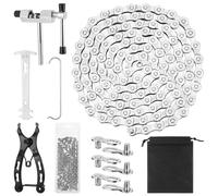 Sept-Chaîne De Vélo, Chaîne De Vélo 6/7/8 Vitesses, 1/2 X 3/32 Pouces 116 Maillons, Derive Chaine Velo Pratique Avec Pince À Chaîne Et Casse-Chaîne, Kit Reparation Chaine Velo