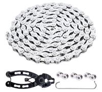 Sept-Chaîne Vélo 6/7/8 Vitesses Anti-Rouille Certifiée En 14872 Avec 3 Maillons Rapides & Outil Pro Compatible Shimano/Sram (1/2"X3/32" 116l)