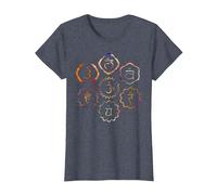 Sept Chakras T-Shirt, Femme, Bleu Chiné, S