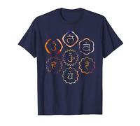 Sept Chakras T-Shirt, Homme, Bleu Marine, 5XL