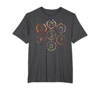 Sept Chakras T-Shirt, Homme Grandes Tailles, Chiné Foncé, 5X Tall
