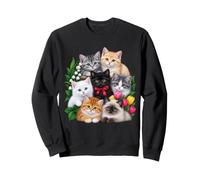 Sept Chatons Mignons avec des Fleurs colorées - Adorable Amour de Chat Sweatshirt