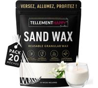Sept- Cire Bougie En Sable Parfum Jasmin 1kg + 20 Mèches Sand Wax Écologique & Réutilisable Fabrication Bougies Facile Granulés De Cire Végétale Idéal Diy Bougie Maison