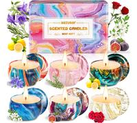Sept-Coffret De 6 Bougies Parfumées, Cadeau Décoratif Pour Soulager Le Stress, Anniversaire, Bain, Yoga Et Fête