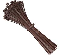 SEPT-Collier de Serrage Réutilisable Plastique, 200 mm x 7,6 mm, Attache Câble Réutilisables, Serre Câbles Rilsan Nylon, Colliers Serre-Cable 200mm, Marron, Lot de 100 Pièces
