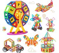 Sept-Construction Magnétiques Enfants Jouet Jeu De Éducatifs Cadeau Pour Garçons Et Filles Jouets Magnétiques Plus Forts Blocs Dejeux D'apprentissage De Construction Stem 3 Ans +(82 Pcs)