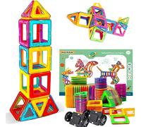 Sept-Construction Magnétiques Enfants Jouet Jeu De Éducatifs Cadeau Pour Garçons Et Filles Jouets Magnétiques Plus Forts Blocs Dejeux D'apprentissage De Construction Stem 3 Ans +(46 Pcs)