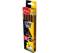 Sept-- Crayons Graphite B Black¿Peps - Crayons À Papier En Bois - Forme Triangulaire Ergonomique - Boîte De 12 Crayons Papier B - Noir