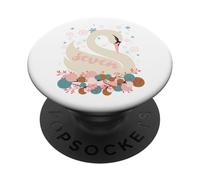Sept cygnes Une Natation 12 Jours de Flocon de Neige d'hiver PopSockets PopGrip Adhésif