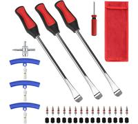 Sept-Démonte Pneu Moto, 39pcs Outil De Levier De Pneu, Avec 3 Cuillères Outil Pneumatique Levier, 3 Protection De Jante, Noyau De Valve Et Capuchons, Pour Changement De Pneu De Moto, Vélo, Voiture