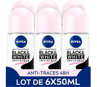 Sept-Déodorant Bille Black & White Invisible (6 X 50ml), Déodorant Femme Anti-Traces Blanches Et Jaunes, Anti-Transpirant Anti Odeur & Humidité, Protection Efficace 72 H, Sans Alcool