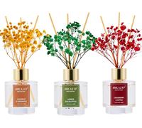 Sept-Diffuseur De Parfum 50ml*3, Coconut Pineapple/Lemon Eucalyptus/Cranberry Apple Diffuseur Parfum Maison Avec 24 Bâtonnets Diffuseur Parfum, Decoration Pour Chambre, Salon, Salle De Bain, Bureau