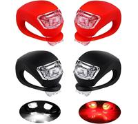 Sept-Éclairage Vélo, 4 Pièces Lumière Vélo Avant Et Arrière, Étanche Lampes De Vélo Compactes (Rouge Et Noir)