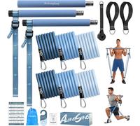Sept-Elastiques Musculation Barre De Pilates - 2025 Kit Fitness Maison Avec Bandes De Résistance Élastique 180lbs/140lbs & Ancrage De Porte Pour Complet Entraînement Yoga/Musculation