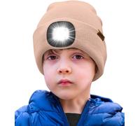 Sept-Enfants Led Bonnet Lampe Frontale, Usb Rechargeable 4 Led Chapeau De Course Ultra Lumineux Mains Libres Lumière Hiver Chaud Tricot Bonnet Cadeaux Pour Garçons Et Filles