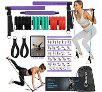 Sept-Ensemble De Barres De Pilates Et De Bandes De Résistance Avec Poignées, Salle De Sport Portable À Domicile ¿ Livré Avec Des Affiches Et Des Vidéos De Fitness