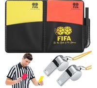 Sept-Ensemble De Cartes Arbitre De Sport De Football, Cartons Rouges Et Jaunes Arbitre De Football, Avec Sifflet En Métal Avec Cordon, Accessoires Crayons, Pour Sport, Football, Basket-Ball, Arbitre
