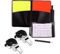 Sept-Ensemble De Cartes D'arbitre De Football, 2 Métal Sifflet Arbitre, Cartons Jaune Et Rouge Carton Arbitre Set Avec Carte D`Arbitrage Crayon, Pour Sport, Football, Basket-Ball, Arbitre