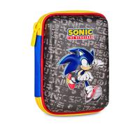 Sept étuis d'école rapide 3D Sonic, bleu, double compartiment