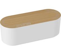 Sept-Eu/Ctusmlo/Sw Boîte De Rangement Pour Câbles, Boîte Cache-Câble, Cache Multiprise, Garder Les Câbles Bien Rangés - Blanc Avec Couvercle De Bois, Petite