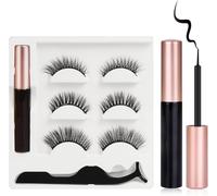 Sept-Faux Cils Magnétique Eyeliner, 3 Paires De Cils Magnetique Naturel Réutilisables Avec Eye-Liner Et Recourbe Cils, Faux Cils À La Main Imperméable 3d Magnetique Sans Colle Requise