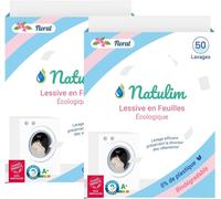 Sept-- Feuilles Lessive 100 Lavages - Sans Produits Chimiques - Convient Aux Peaux Sensibles - Zéro Déchet Et Sans Plastiques - Se Dissout Même À Basse Témpérature - Scenteur Floral - Lot De 2