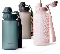 Sept-Gourde 500 Ml Avec Paille & Marqueur De Temps De Motivation, Gourde Sport Avec Dragonne, Gourde Enfant Étanche, Bouteille D'eau Sans Bpa, Water Bottle (Ocean Bloom)