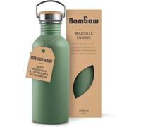 Sept-Gourde Inox 1l, Gourde Sport Grise, Bouteille D'eau Non-Isotherme, Gourde Acier, Gourde Reutilisable, Gourde Metal \U2013 Vert Sauge