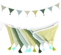 Sept-Guirlande De Fanions Pour Chambre D'enfant, 2,6 M, En Mousseline De Coton, Décoration Pour Chambre D'enfant, Décoration À Suspendre, Lit De Maison, Garçon Et Fille, Décoration De Chambre De Bébé