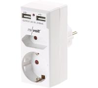 Sept-High-Tech - Adaptateur De Prise 2 Sujet Académique: Prise 2 Voies Et Bloc D'alimentation Usb 2 Voies, 2,1 Ampères (Double À La Brancher, 2x, La Fin Une Deux Fais Adaptateur)