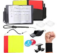 Sept-Kit Arbitre Football, Carton Arbitre Football Set Avec Pvc Carton Rouge Et Jaune Foot, Porte-Clés Sifflet, Porte-Clés Court, Pochette Carnet De Scores Pour Le Football Sport Scolaire Sport