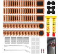 Sept-Kit De Réparation Pneus De Vélo, 120 Pièces Rustine Velo Avec 14 De Sans Colle Rustine, Kit Crevaison Velo Pour Motos Bmx Les Vélos De Route Et De Montagne Et Caoutchouc Gonflable