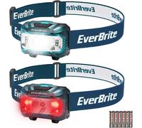 Sept-Lampe Frontale Avec 3 Lumières Blanche, Rouge Et Verte, 300 Lm, 5 Modes D'eclairage, Torche Frontale Réglable Pour Pêche, Camping, Lecture, Randonnée, 6 Piles Aaa Incluses (Bleu)