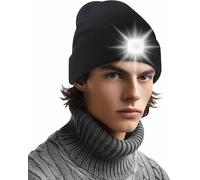 Sept-Lampe Frontale Led Rechargeable Avec Lumière Usb, Bonnet Éclairé Hiver Knit Unisexe Avec 120 Lumens De Lumière, 3 Modes Réglables, Batterie Rechargeable De 5 Heures, Matériau Acrylique, Cadeau P