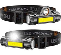 Sept-Lampe Frontale Led Rechargeable, Lot De 2 Lampe De Poche Led Ultra Légère, Lampe Frontale Led Étanche Puissante Pour Extérieur, Camping, Randonnée, Chasse, Réparation, Pêche