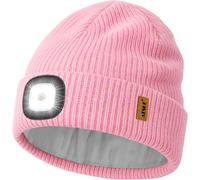 Sept-Led Bonnet Lampe Frontale, Usb Rechargeable 4 Led Chapeau Course Ultra Lumineux Lumière Mains Libres Hiver Chaud Tricot Bonnet Avec Polaire Doublé Cadeaux Pour Homme Papa Et Femme