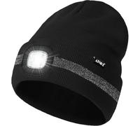 Sept-Led Bonnet Lampe Frontale, Usb Rechargeable 4 Led Chapeau De Course Ultra Lumineux Lumière Hiver Chaud Tricot Bonnet Avec Réfléchissante Bande Cadeaux Pour Hommes Et Femmes