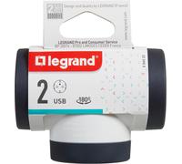 SEPT-Legrand 694522, Adaptateurs 2P+T, 2 Prises de Prises/Courant latérales rotatives, Ports USB Type A et C, Voleur de Prises, Blanc/Gris foncé