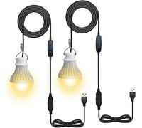 Sept-Lot De 2 Ampoule Rechargeable Usb, 7w Ampoule Rechargeable, Câble Inclus, Interrupteur, Pour Camping, Randonnée, Pêche, Randonnée, Éclairage De Secours Et Autres Activités De Plein Air