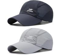 Sept-Lot De 2 Casquette De Baseball À Séchage Rapide Homme Femme, Ultralégère Pliable Lavable Sport Outdoor Chapeau De Baseball, Casquette Soleil Respirante, Per Running Alpinisme Cyclisme Randonnée