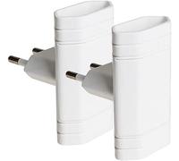 SEPT-Lot de 2 douilles de cambriolage plat (double double) Ladron plat mur fin adaptateur prise de terre 2 prises 10 A (250 V) Blanc Idéal pour montage derrière des espaces étroits