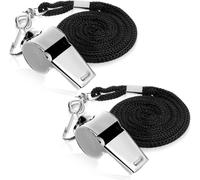 Sept-Lot De 2 Sifflets De Sport En Acier Inoxydable - Sifflet D'arbitre Simple Avec Cordon De Serrage - Sifflet Fort Et Clair Pour Les Sports Scolaires, Le Football, L'entraînement Des Chiens, Les
