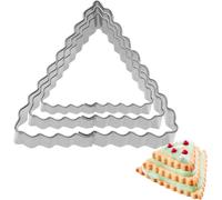 Sept-Lot De 3 Emporte-Pièces Triangulaires Ondulés En Acier Inoxydable Argenté 4 Cm 5 Cm 6 Cm 12 X 12 X 2 Cm
