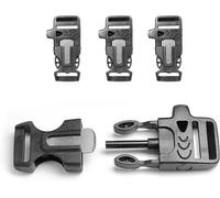 Sept-Lot De 3 Fermoirs À Clic En Plastique - 3/4" - Avec Sifflet De Signalisation - Pour Bracelets En Paracorde - Couleur : Noir.