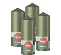 Sept-- Lot De 4 Bougies Pilier - Vert - 15 X 6 Cm - Longue Durée De Combustion De 42 Heures - Sans Parfum - 5% Cire Naturelle Végétalienne - Sans Huile De Palme