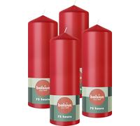 Sept-- Lot De 4 Bougies Piliers - Rouge - 20 X 7 Cm - Décoratives D'intérieur - Combustion De 75 Heures - Non Parfumées - 5% Cire Végétalienne Naturelle - Sans Huile De Palme